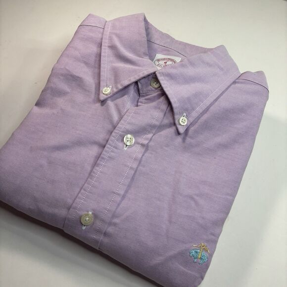 Brooks Brothers Oxford 1818 Purple Button Down Long Sleeve Shirt Mens Medium - Picture 2 of 5